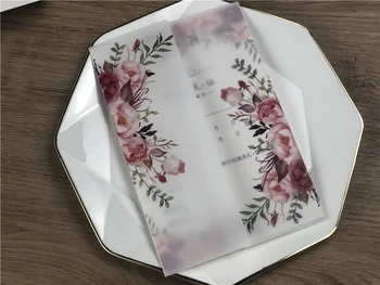 10x Parşömen Kağıt Şeffaf Zarf Kartları Çiçek Düğün Davetiyeleri Kartı Quinceanera Tatlı 16 Doğum Günü Partisi