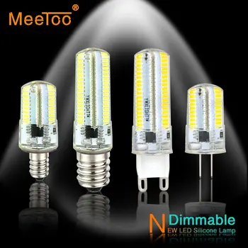 LED Lamba G9 G8 G4 LED Ampul Mum ışığı E14 E12 E11 E17 220V 110V Spot 64/152 LEDs Kısılabilir Mısır ampuller Avize