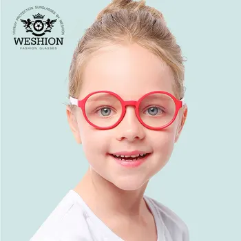 Yuvarlak Anti mavi ışık engelleme gözlük çocuklar esnek optik çerçeve reçete gözlük Anti yansıtıcı TR90 erkek kız gözlük