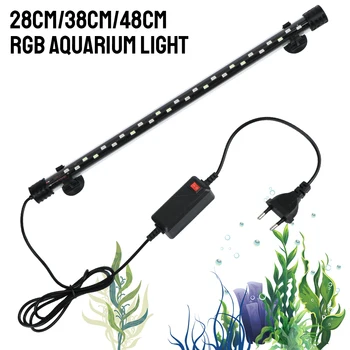 Balık tankı ışık çubuğu su geçirmez AC 90~260V AB Tak akvaryum dalgıç lamba RGB sucul hava kabarcık ışıkları 28/38 / 48cm sualtı