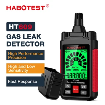 HT609 Gaz Kaçak Dedektörü Buzzer Uyarısı Yanıcı Gaz Dedektörü lcd ekran Sıcaklık Nem Gaz Analizörü Elektrik Test Aracı